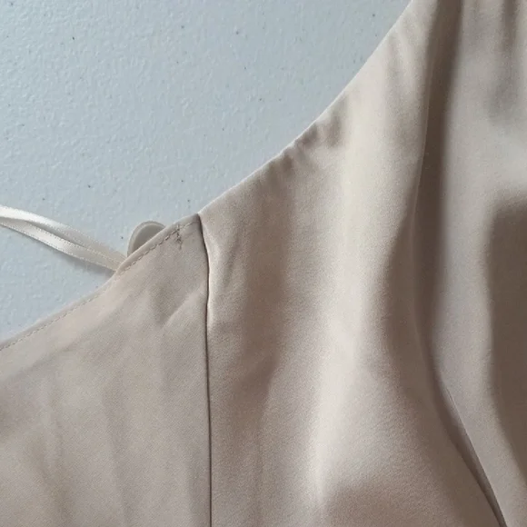 Abercrombie & Fitch Cream Satin Lace Midi Maxi Slip Dress Side Zipper Size XS - Picture 10 of 14